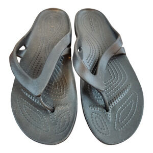 Crocs womens flip flop sandal black sz 7 shoe beach resort thong